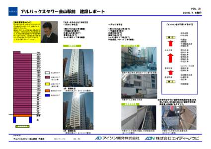 VOL．２1  アルバックスタワー金山駅前 建設レポート 【総合管理者コメント】  【先月・今月の主な工事状況】