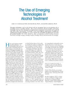 The Use of Emerging Technologies in Alcohol Treatment, Alcohol Research and Health, Volume 33, Number 4