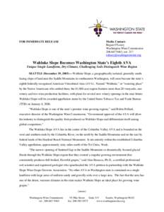 FOR IMMEDIATE RELEASE  Media Contact: Regan O’Leary Washington Wine Commission, ext. 217