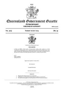 [853]  Queensland Government Gazette Extraordinary  PUBLISHED BY AUTHORITY