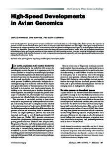 21st Century Directions in Biology  High-Speed Developments in Avian Genomics CAMILLE BONNEAUD, JOAN BURNSIDE, AND SCOTT V. EDWARDS