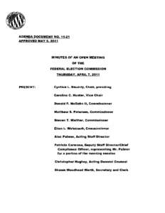AGENDA DOCUMENT NO. 11·21 APPROVED MAY 5, 2011 MINUTES OF AN OPEN MEETING  OF THE