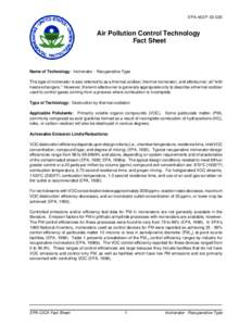 EPA-452/F[removed]Air Pollution Control Technology Fact Sheet  Name of Technology: Incinerator - Recuperative Type