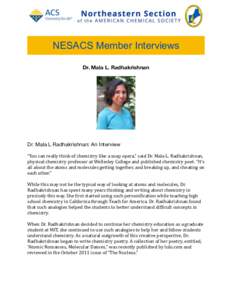 NESACS Member Interviews Dr. Mala L. Radhakrishnan