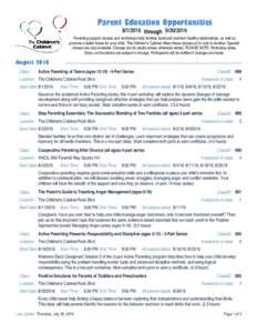 Parent Education OpportunitiesthroughParenting support classes and workshops help families build and maintain healthy relationships, as well as promote a better future for your child. The Children’