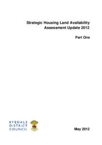 Strategic Housing Land Availability Assessment Update 2012 Part One May 2012