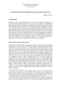 Revista Libertas XII: 43 (OctubreInstituto Universitario ESEADE www.eseade.edu.ar CUESTIONES DEL CONOCIMIENTO: HAYEK, KEYNES Y MÁS ALLA William N. Butos