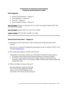 Connections for Classrooms Grant Program Frequently Asked Questions (FAQs) FAQ Categories   