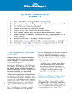 Q/A on the Millennium Villages November[removed].