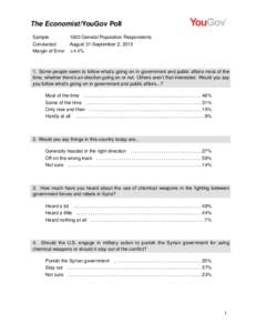 The Economist/YouGov Poll Sample Conducted Margin of Error[removed]General Population Respondents