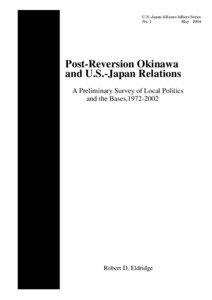 U.S.-Japan Alliance Affairs Series No. 1 May 2004