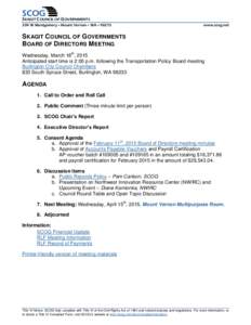 SCOG  SKAGIT COUNCIL OF GOVERNMENTS 204 W Montgomery  Mount Vernon  WA  www.scog.net