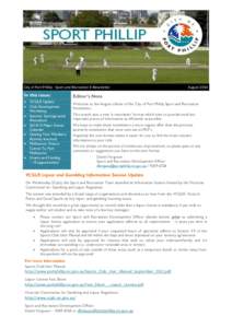 City of Port Phillip - Sport and Recreation E-Newsletter  In this issue:  VCGLR Update  Club Development Workshop