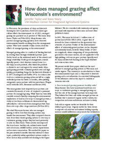 How does managed grazing affect Wisconsin’s environment? Jennifer Taylor and Steve Neary