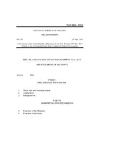 ISSN035X THE UNITED REPUBLIC OF TANZANIA BILL SUPPLEMENT 29th May, 2015  No. 10