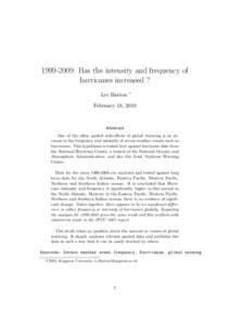 [removed]: Has the intensity and frequency of hurricanes increased ? Les Hatton ∗