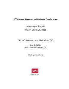       2nd Annual Women In Business Conference   