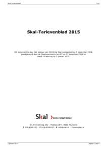 Skal-Tarievenblad  R16 Skal-Tarievenblad 2015