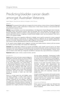 Original Article  Predicting bladder cancer death amongst Australian Veterans Sophie Plagakis, Sheryl Edwards, Michael O’Callaghan, Darren Foreman