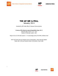 Public Affairs & Corporate Communications  THE AP-WE tv POLL January , 2014  Conducted by GfK Public Affairs & Corporate Communications