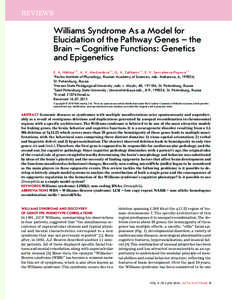 REVIEWS  Williams Syndrome As a Model for