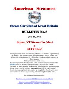 American Steamers  Steam Car Club of Great Britain BULLETIN No. 8 July 16, 2012
