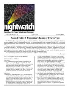 Volume 33 Number 1  nightwatch January 2013