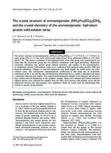Mineralogical Magazine, August 2007, Vol. 71(4), pp. 427–441  The crystal structure of ammoniojarosite, (NH4)Fe3(SO4)2(OH)6