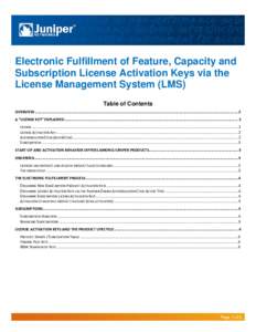 Electronic Fulfillment of Feature, Capacity and Subscription License Activation Keys via the License Management System (LMS)