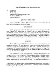 ATTORNEY GENERAL OPINION NO[removed]TO: Richard Bass George Hyer Chester Sellman