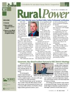 A newsletter for and about Kansas Electric Cooperatives  RuralPower VOL . L XIII, NO. 13  INSIDE