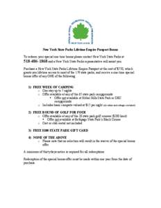 New York State Parks Lifetime Empire Passport Bonus