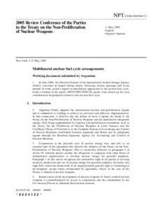 NPT/CONF.2005/WPReview Conference of the Parties to the Treaty on the Non-Proliferation of Nuclear Weapons  11 May 2005