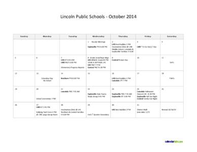 Lincoln Public Schools - October[removed]Sunday Monday