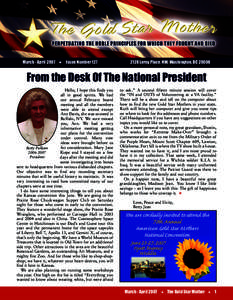 March - April 2007 H Issue Number[removed]Leroy Place, NW, Washington, DC[removed]From the Desk Of The National President   Hello, I hope this finds you