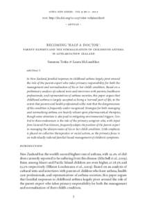 sites: new series · vol 9 no 2 · 2012 doi: http://dx.doi.org[removed]sites-vol9iss2id208 – article – Becoming ‘Half a Doctor’: Parent-Experts and the Normalisation of Childhood Asthma