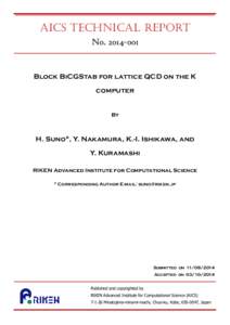 AICS TECHNICAL Report N0Block BiCGStab for lattice QCD on the K computer