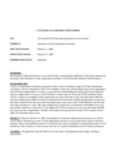 Employment / Assembly of Turkish American Associations / Wage insurance / Trade Adjustment Assistance / United States Department of Labor / TAA