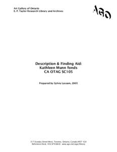 Description & Finding Aid: Kathleen Munn fonds CA OTAG SC105