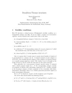Donaldson-Thomas invariants Maxim Kontsevich IHES