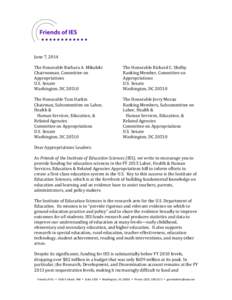 Friends of IES - Letter to Appropriators-FINAL