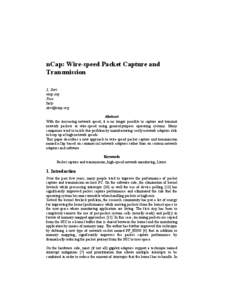 nCap: Wire-speed Packet Capture and Transmission L. Deri ntop.org Pisa Italy