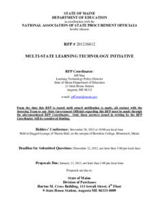 Supply chain management / Systems engineering / Outsourcing / Request for proposal / Maine Learning Technology Initiative / Proposal / Purchasing / E-procurement / Maine / Business / Procurement / Sales