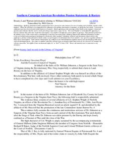 Southern Campaign American Revolution Pension Statements & Rosters Bounty Land Warrant information relating to William Johnston VAS1262 Transcribed by Will Graves vsl 26VA[removed]