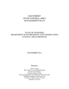 STATE NATURAL AREA MANAGEMENT  PLAN