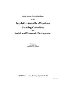 Second Session - Fortieth Legislature of the Legislative Assembly of Manitoba  Standing Committee