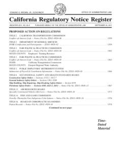 California Regulatory Notice Register 2011, Volume No. 38-Z