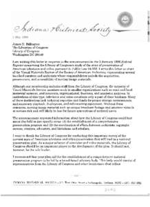 James H. Billington The Librarian of Congress Library of Congress Washington DC[removed]I am writing this letter i n response to the announcement in the 3 January 1996 Federal