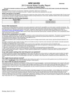 NEW HAVEN 2013 Annual Water Quality Report MO6010568  (Consumer Confidence Report)