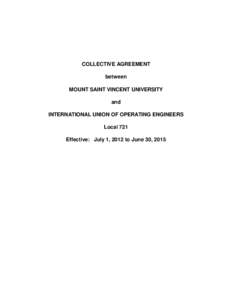 COLLECTIVE AGREEMENT between MOUNT SAINT VINCENT UNIVERSITY and INTERNATIONAL UNION OF OPERATING ENGINEERS Local 721